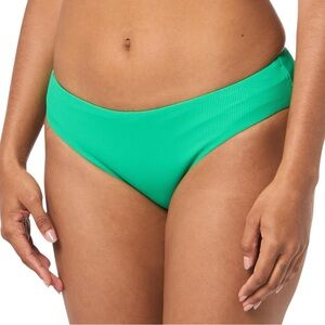 BECCA womens green vertical ribbed cheeky bottom coverage swim bottom size L NWT